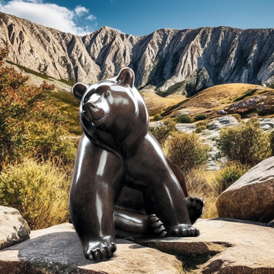 Estatua de oso de metal de tamaño natural