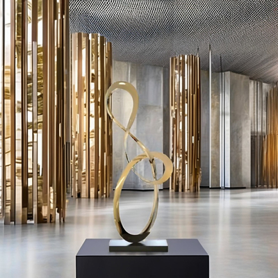 Un buen precio. Escultura abstracta moderna de acero inoxidable artesanía de metal interior con revestimiento personalizado en línea