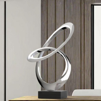 Espejo contemporáneo Polido de acero inoxidable Escultura abstracta Artes modernas de metal