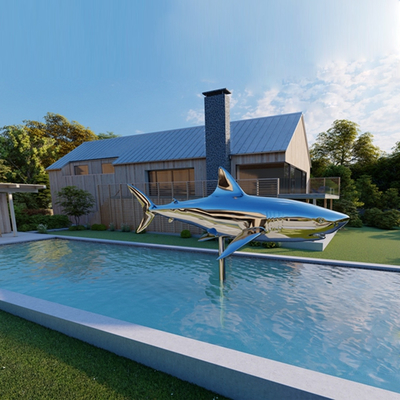 Un buen precio. Decoración de piscinas al aire libre Escultura de tiburón de acero inoxidable en línea