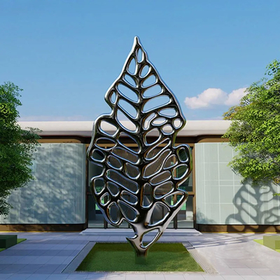 Instalación pública Arte de la naturaleza del metal Escultura de hojas de acero inoxidable