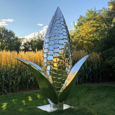 Un buen precio. Decoración exterior de lujo de acero inoxidable escultura de maíz en línea