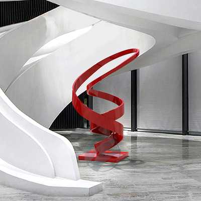 Escultura abstracta de acero inoxidable de laca roja - Estatua de arte moderno para oficinas, hoteles y decoración de lujo