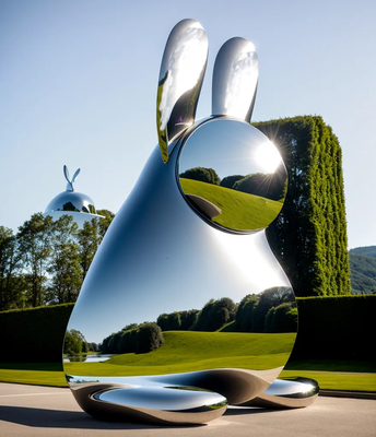 Un buen precio. Estatua de conejo de acero inoxidable Estatua de conejo Fabricante de animales metálicos en línea