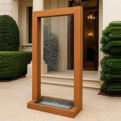 Corten Acero Pared de la cortina de lluvia. Esculptura de agua del jardín resistente al clima (Bajo mantenimiento · Arte del agua Zen)