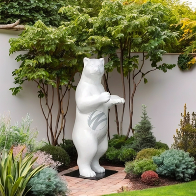 Un buen precio. Large White Standing Bear Sculpture (2M Height) - Durable FRP Outdoor Decorative Art en línea