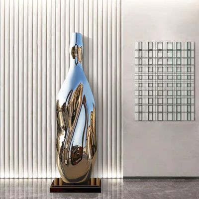 Un buen precio. Large Size Mirror Polished Stainless Steel Bottle Sculpture For Decoration en línea