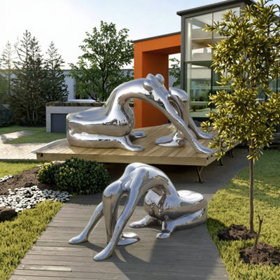 Un buen precio. Escultura de arte de dama abstracta y figurativa en acero inoxidable espejo, decoración exterior e interior en línea