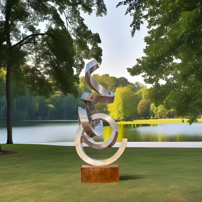 Un buen precio. Mirror Polished Stainless Steel Abstract Ribbon Sculpture Large Modern Art Installation en línea