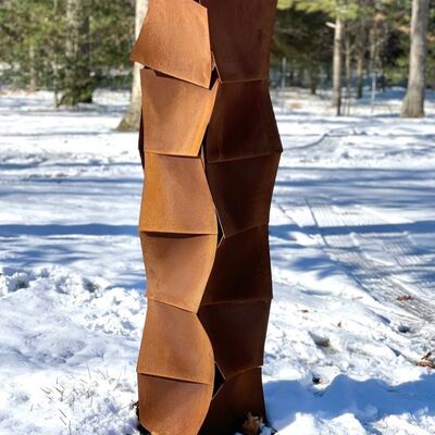 Un buen precio. Escultura cúbica de acero corten soldado resistente a la intemperie, escultura de arte abstracto para paisajismo de jardín al aire libre en línea