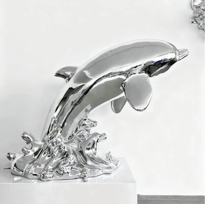 Un buen precio. Arte moderno Delfín Metal decorativo Escultura de acero inoxidable Estatua grande en línea