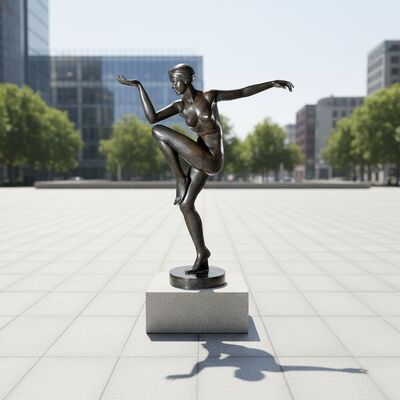 La Graciosa Bailarina: Escultura de metal moderna de bronce hecha a mano