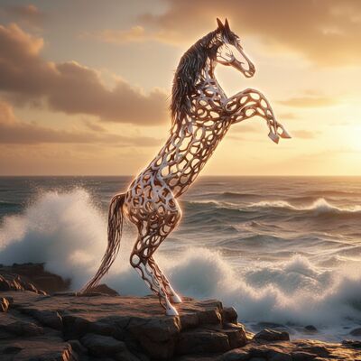 Un buen precio. Escultura de caballo abstracta de metal personalizada para jardín – Estatua de arte de acero inoxidable para exteriores en línea