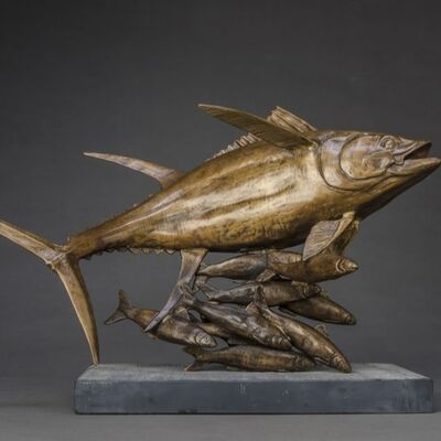 Un buen precio. Decoración de arte de metal de animales, escultura figurativa de bronce y cobre, estatua personalizada de tamaño real de pez en línea