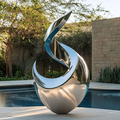 Escultura de bailarina pulida de acero inoxidable para decoración de villas