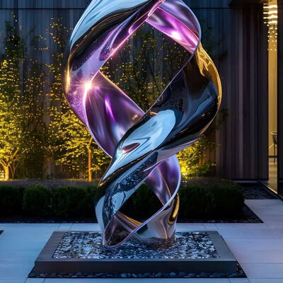 Un buen precio. Decoración de jardín Escultura pulida de acero inoxidable con luz en línea