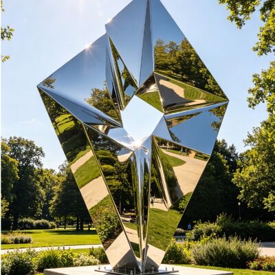 Un buen precio. Diseño Original Irregular Geométrico Arte Moderno Abstracto Decorativo Metal Acero Inoxidable Escultura Estatua Personalizada Escultura Metálica Exterior Paisajismo en línea
