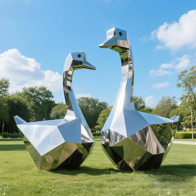 Decoración de piscina Escultura de pato hecha a mano de acero inoxidable pulido