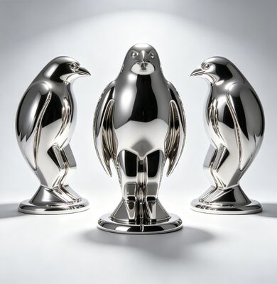 Diseño original Penguin Bird Animal Metal Escultura de acero inoxidable Opciones de tamaño y color personalizados con acabado pulido duradero para espacios públicos