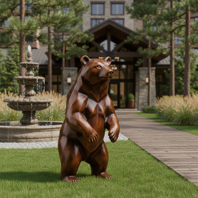 Un buen precio. Casting de metal personalizado de tamaño natural Escultura de oso de bronce Estatua de jardín al aire libre Arte realista de animales para Villa Parque Decoración del paisaje en línea