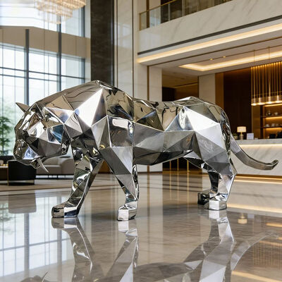 Un buen precio. Espejo geométrico Escultura de tigre de acero inoxidable en línea
