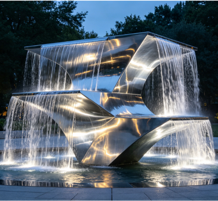 Un buen precio. Característica de agua de acero inoxidable Escultura de fuente de jardín al aire libre personalizada diseñada para puntos focales del paisaje y mejoras del patio en línea