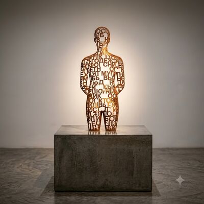 Un buen precio. Abstracto personalizado Corten Letras de acero Figura humana Escultura de metal Alfabeto Hombre Estatua Arte moderno Decoración de vestíbulos de jardines interiores en línea