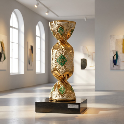 Arte islámico de lujo: escultura de caramelo retorcido de oro saudí | Decoración moderna personalizada