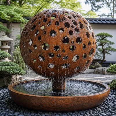 Welded Weathering Steel Ball Sculpture Corten Steel Outdoor Garden Landscaping Fountain Decoration