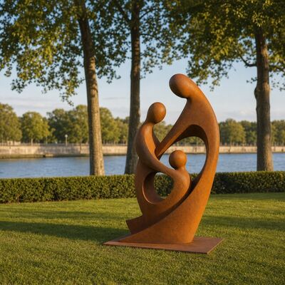 Un buen precio. Escultura familiar de metal grande Estatua abstracta de jardín de acero corten Estatua de jardín al aire libre Jardín de jardín Piscina Decoración artística Grupo de figuras modernas hechas a mano En línea