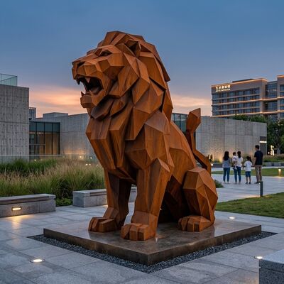 Un buen precio. Gran escultura de león de acero de corte geométrico moderno jardín al aire libre Art Landmark En línea
