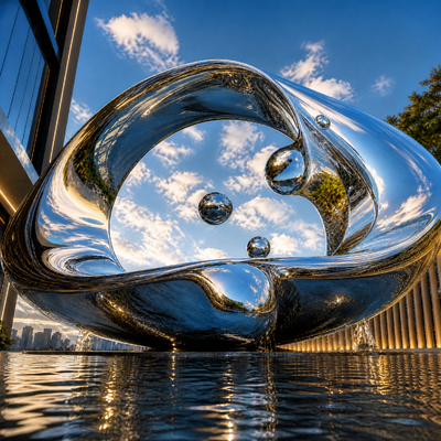 Custom Mirror-Polished Stainless Steel Fluid Möbius Loop Landscape Sculpture Metal Manufacturer