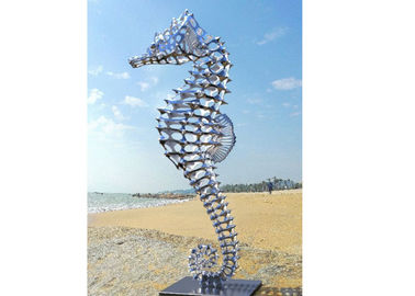 Un buen precio. Escultura pulida animal del acero inoxidable del metal, escultura grande del Seahorse en línea
