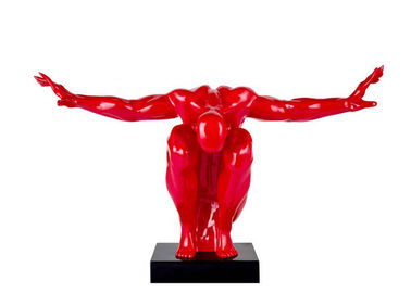 Un buen precio. Escultura pintada rojo de encargo del buceador de la fibra de vidrio de la escultura del metal del color del tamaño en línea