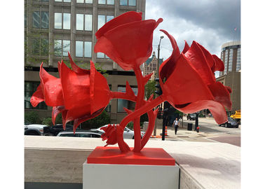 Un buen precio. La escultura al aire libre roja moderna Rose del acero inoxidable florece estabilidad de la corrosión en línea