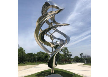 Espejo al aire libre del acero inoxidable de la escultura del arte del metal moderno de encargo pulido para el jardín