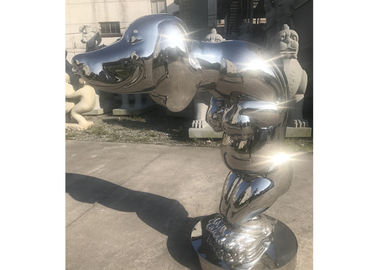 Un buen precio. Escultura de acero del perro del metal de la decoración, escultura del perro del acero inoxidable en línea
