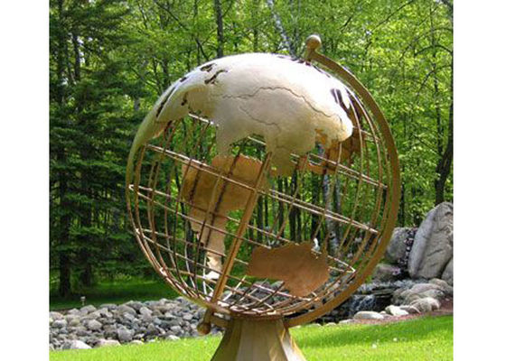 OEM que echa la estatua de cobre amarillo antigua del globo del mundo del final