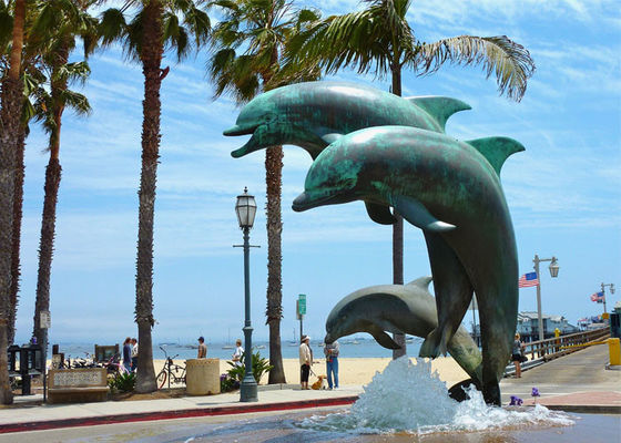 escultura de bronce del delfín de la alta pátina de los 300cm para la decoración del paisaje