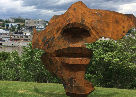 Rusty Corten Steel Face Sculpture al aire libre para el paisaje