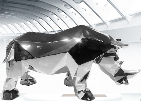 Un buen precio. Escultura de acero inoxidable pulida espejo de encargo del rinoceronte en línea
